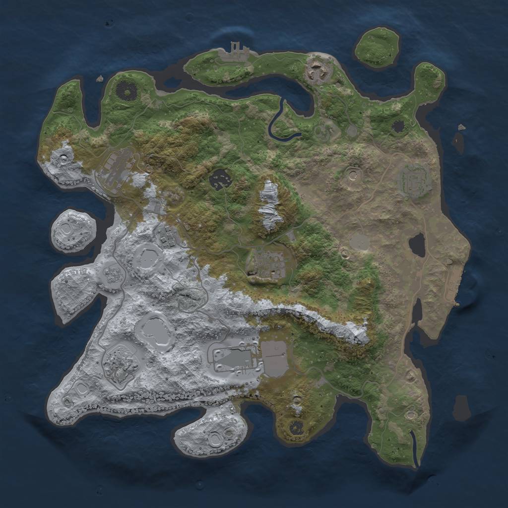 Rust Map: Procedural Map, Size: 3600, Seed: 58493939, 15 Monuments