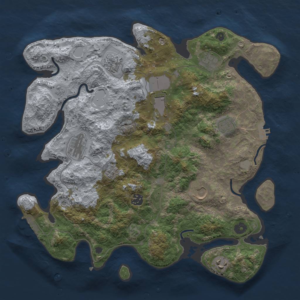 Rust Map: Procedural Map, Size: 3700, Seed: 50172507, 16 Monuments