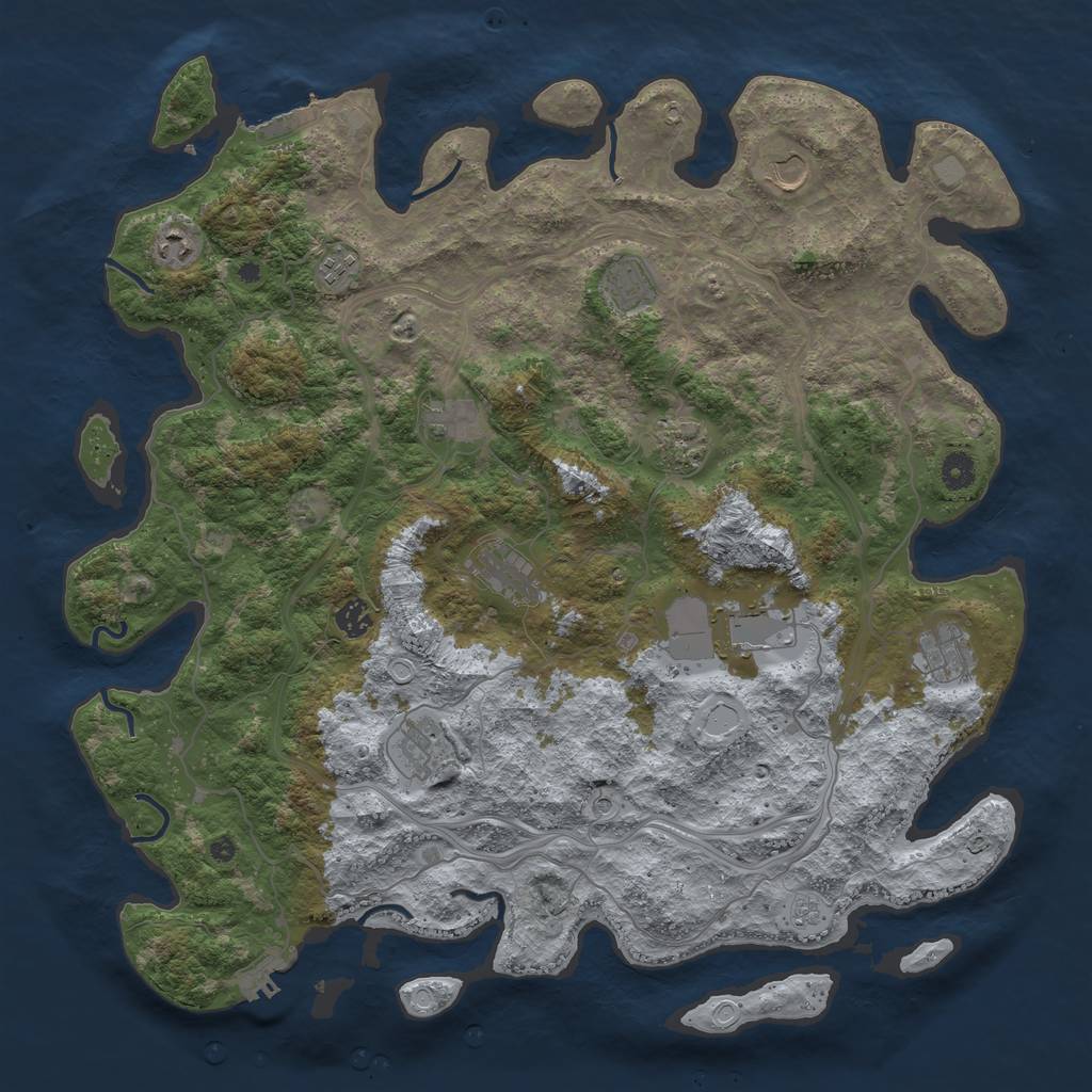Rust Map: Procedural Map, Size: 4500, Seed: 321709, 18 Monuments