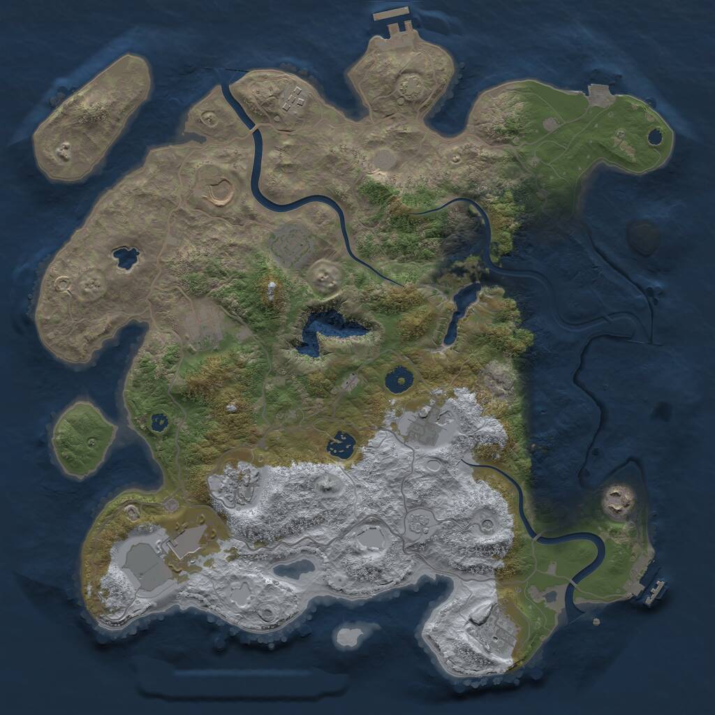 Rust Map: Procedural Map, Size: 4000, Seed: 349863, 16 Monuments