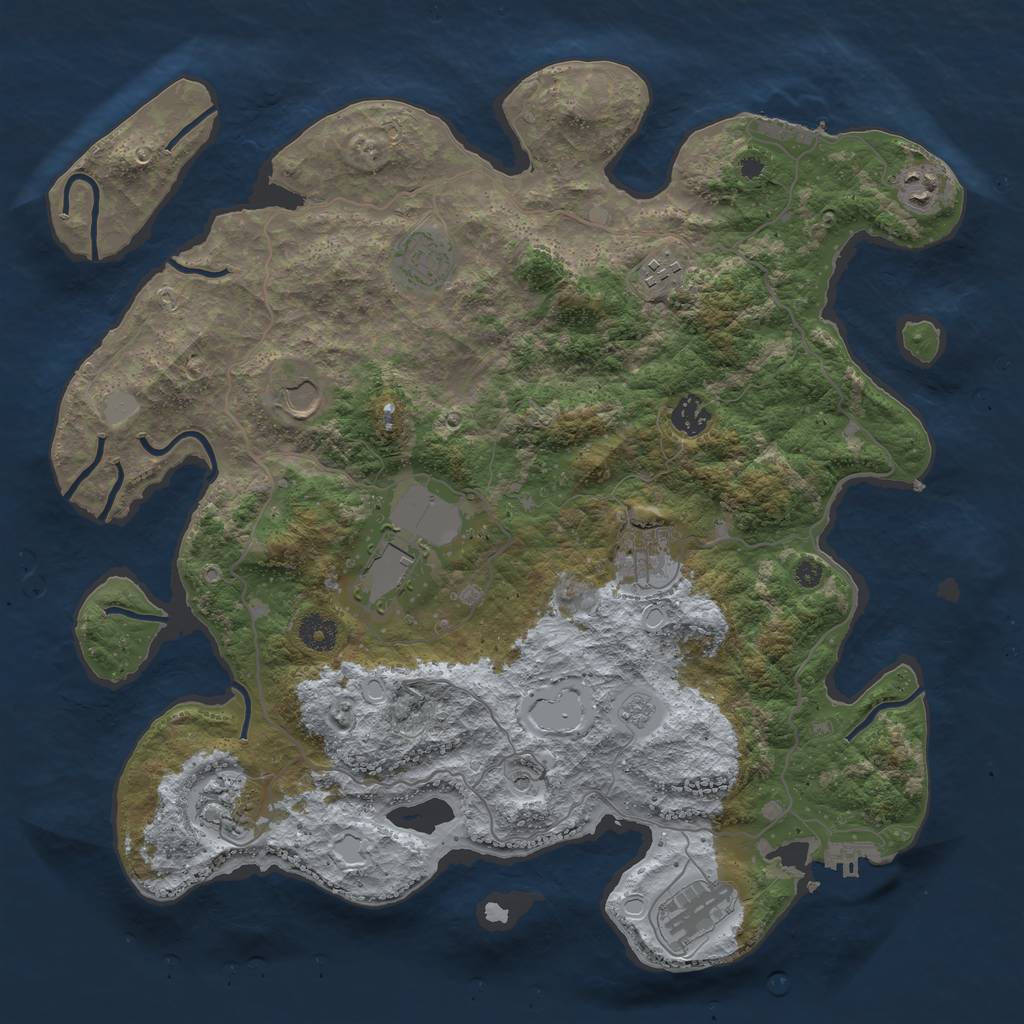 Rust Map: Procedural Map, Size: 4000, Seed: 349863, 16 Monuments