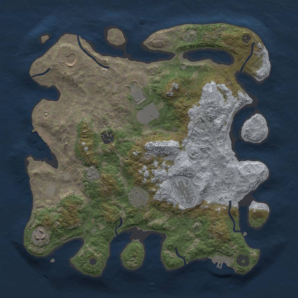 Rust Map: Procedural Map, Size: 3500, Seed: 20230504, 14 Monuments