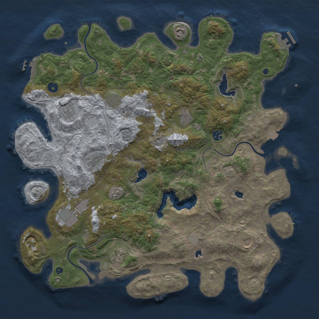 Rust Map: Procedural Map, Size: 4575, Seed: 391039, 16 Monuments