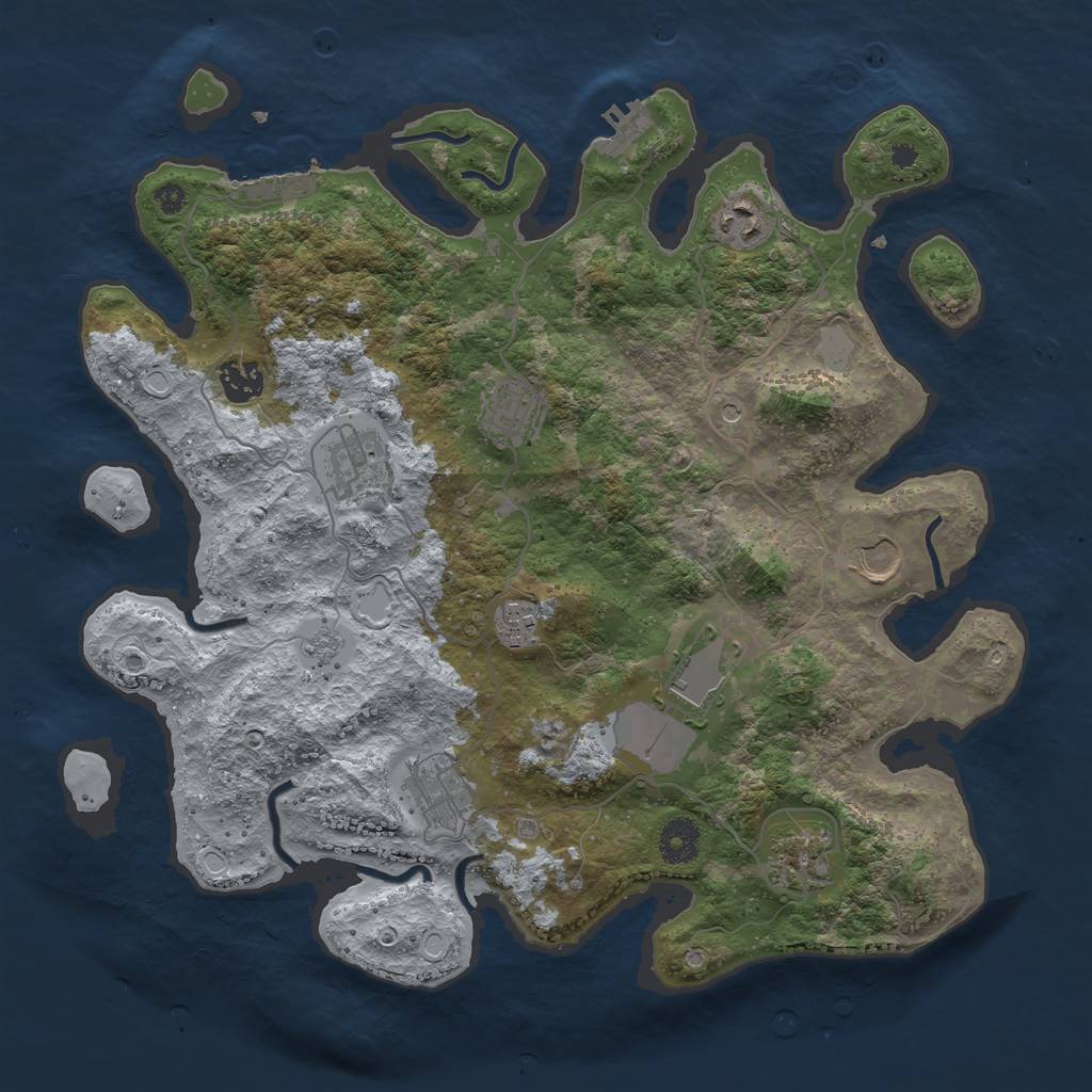 Rust Map: Procedural Map, Size: 3700, Seed: 98618425, 16 Monuments