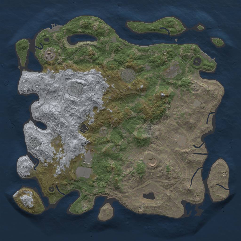 Rust Map: Procedural Map, Size: 4250, Seed: 1585017879, 16 Monuments