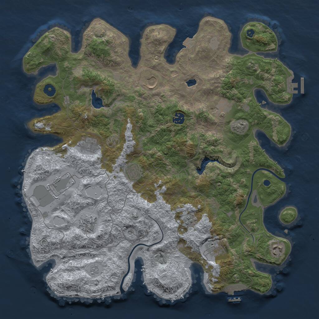 Rust Map: Procedural Map, Size: 4000, Seed: 782639795, 16 Monuments