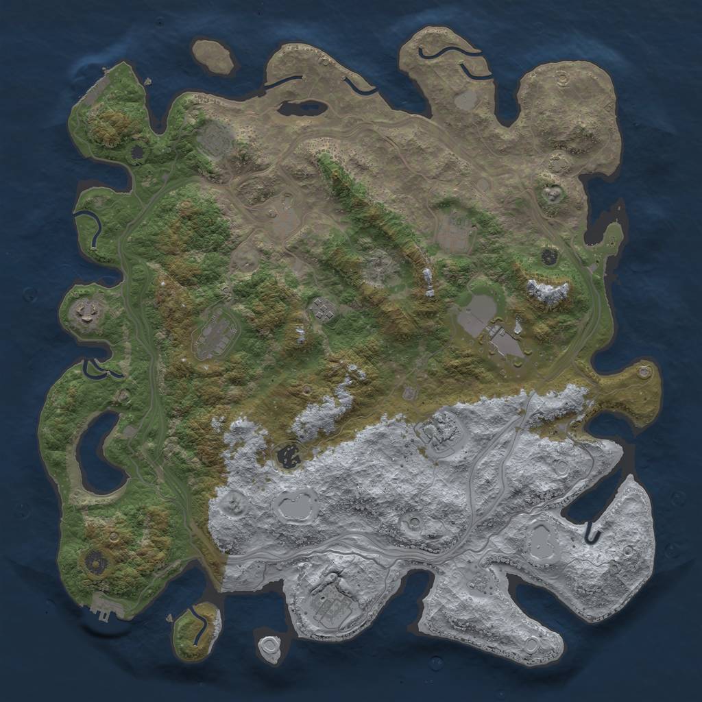 Rust Map: Procedural Map, Size: 4500, Seed: 434136826, 18 Monuments