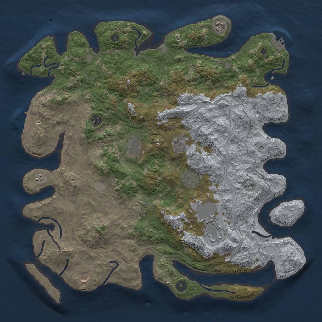 Rust Map: Procedural Map, Size: 4300, Seed: 2012758798, 16 Monuments