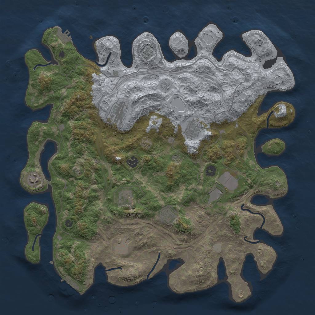 Rust Map: Procedural Map, Size: 4250, Seed: 486322827, 16 Monuments