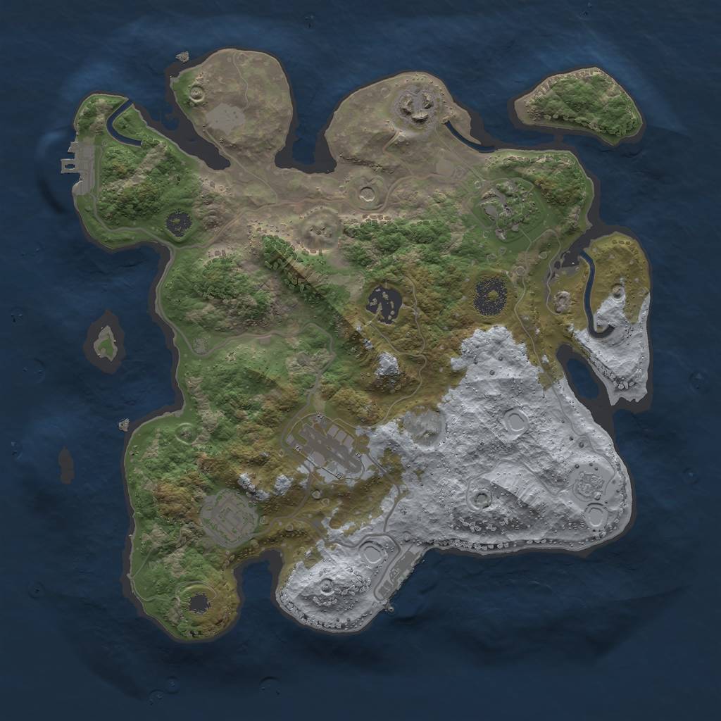 Rust Map: Procedural Map, Size: 3000, Seed: 1045450177, 12 Monuments