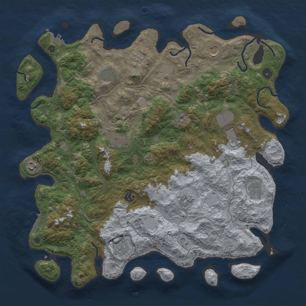 Rust Map: Procedural Map, Size: 4500, Seed: 1678579580, 18 Monuments