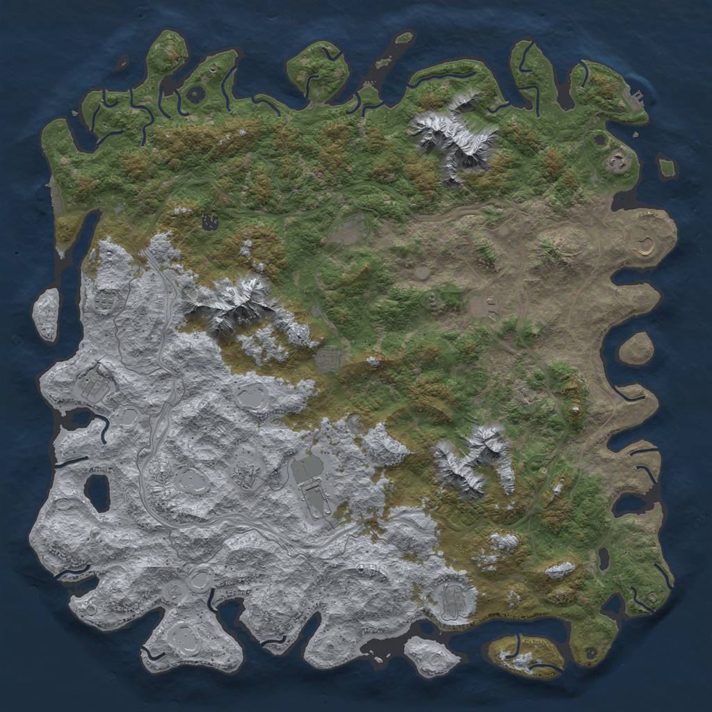 Rust Map: Procedural Map, Size: 6000, Seed: 118356680, 18 Monuments