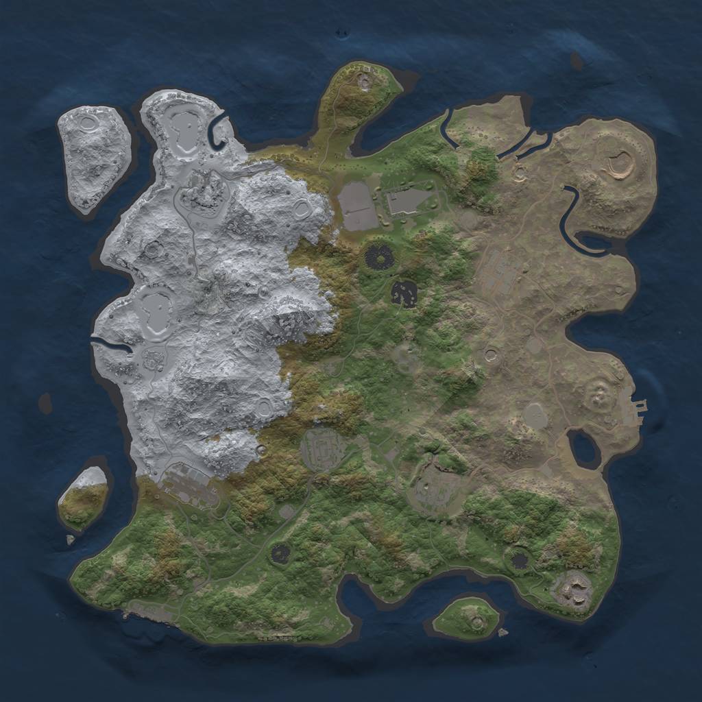 Rust Map: Procedural Map, Size: 3750, Seed: 55868639, 16 Monuments