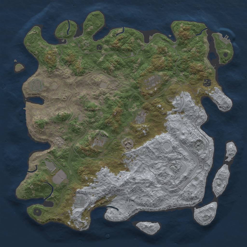 Rust Map: Procedural Map, Size: 4500, Seed: 1415704437, 17 Monuments