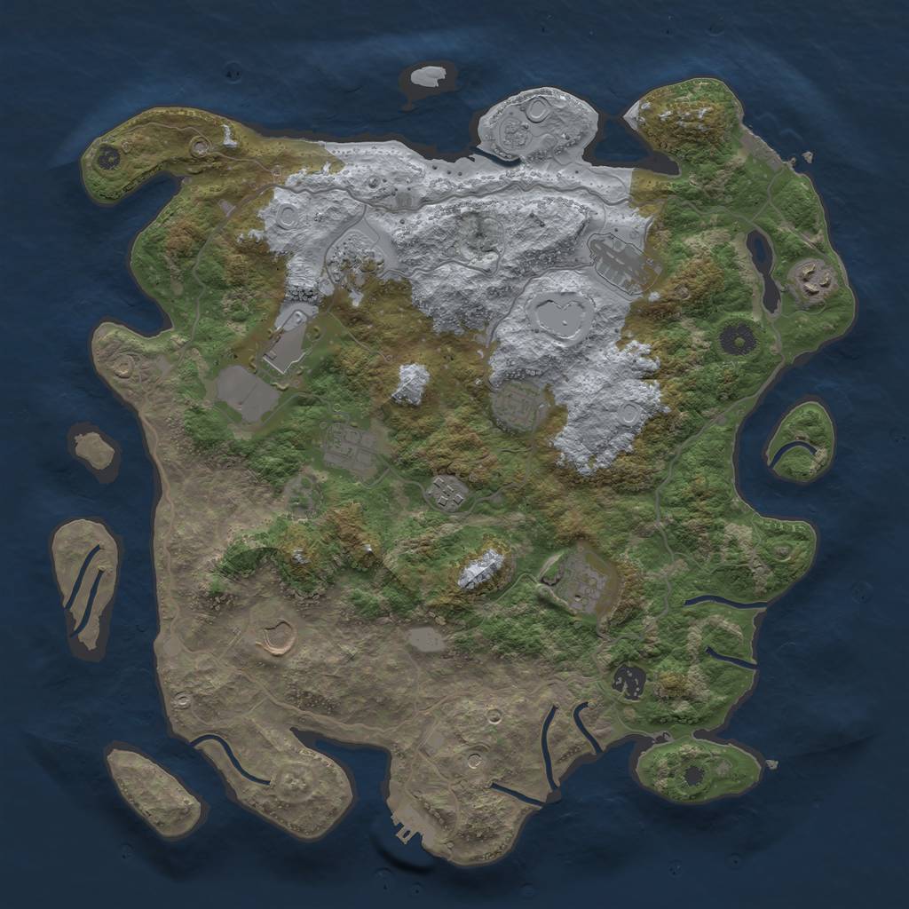 Rust Map: Procedural Map, Size: 4000, Seed: 1703688197, 17 Monuments