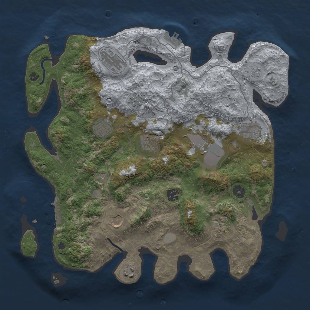 Rust Map: Procedural Map, Size: 3650, Seed: 14886353, 17 Monuments