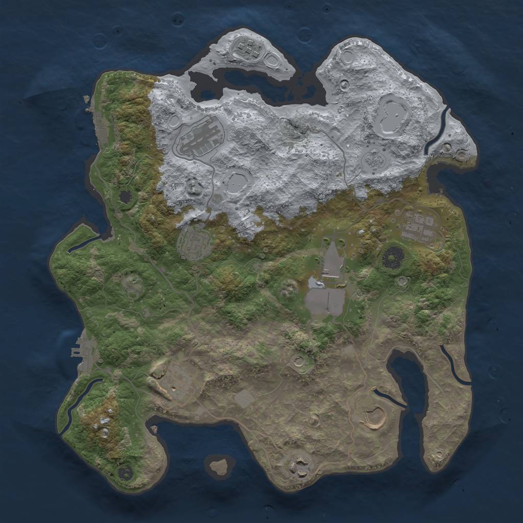 Rust Map: Procedural Map, Size: 3500, Seed: 2094327589, 15 Monuments