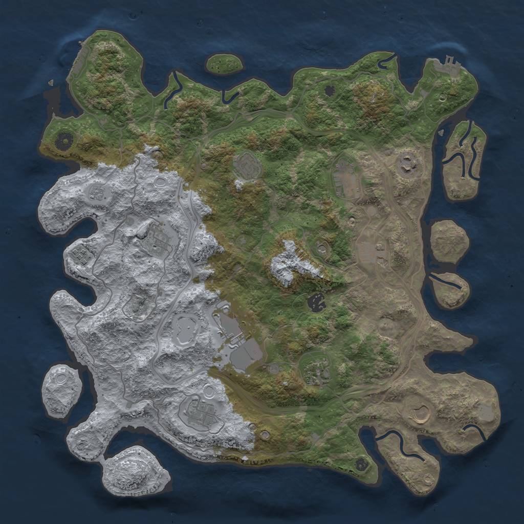 Rust Map: Procedural Map, Size: 4250, Seed: 2078823673, 18 Monuments