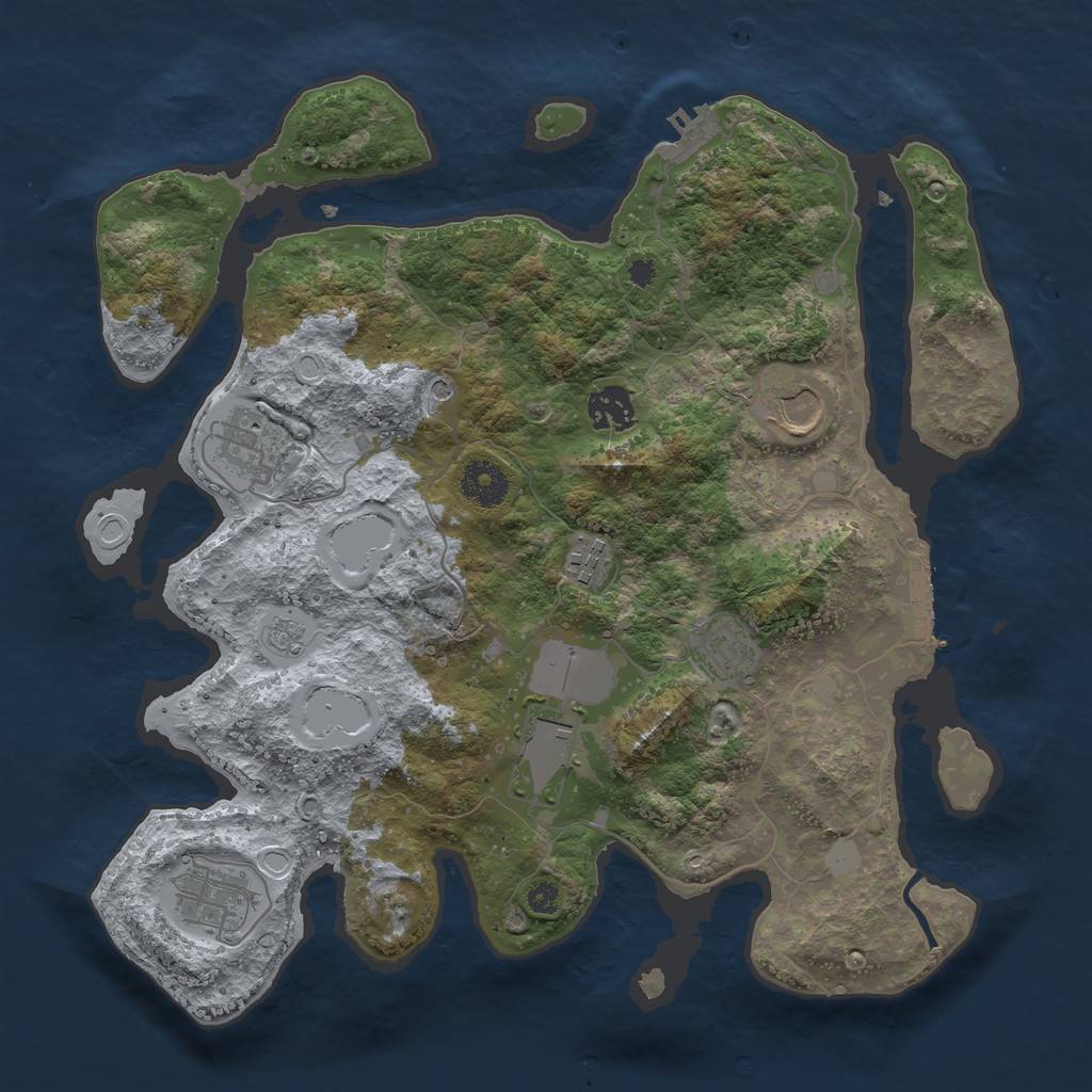 Rust Map: Procedural Map, Size: 3500, Seed: 1537408225, 14 Monuments