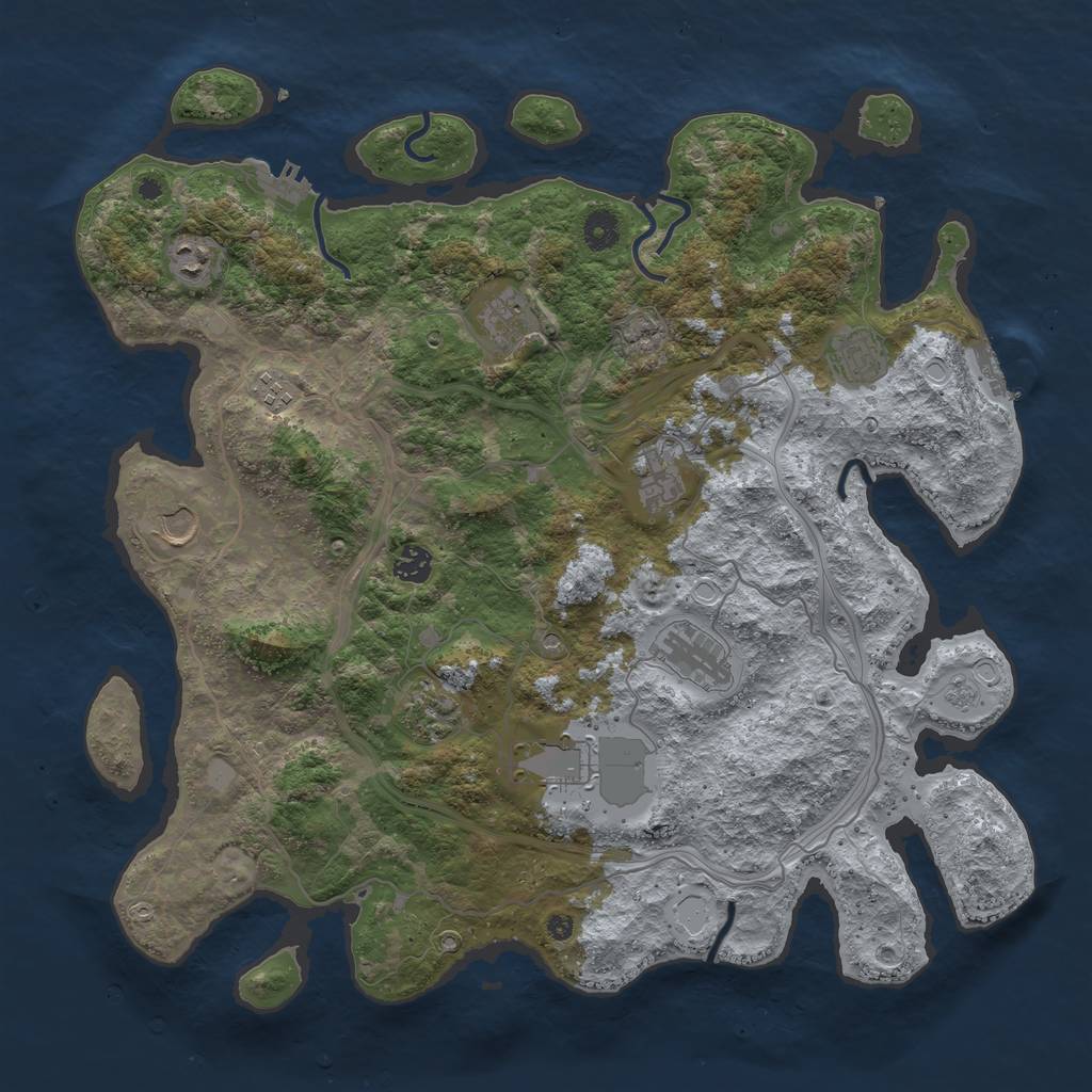 Rust Map: Procedural Map, Size: 4250, Seed: 706501282, 17 Monuments
