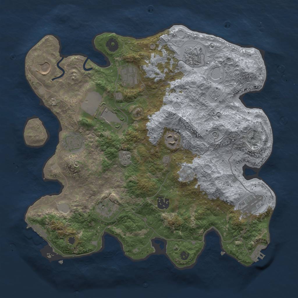 Rust Map: Procedural Map, Size: 3500, Seed: 1020455064, 17 Monuments