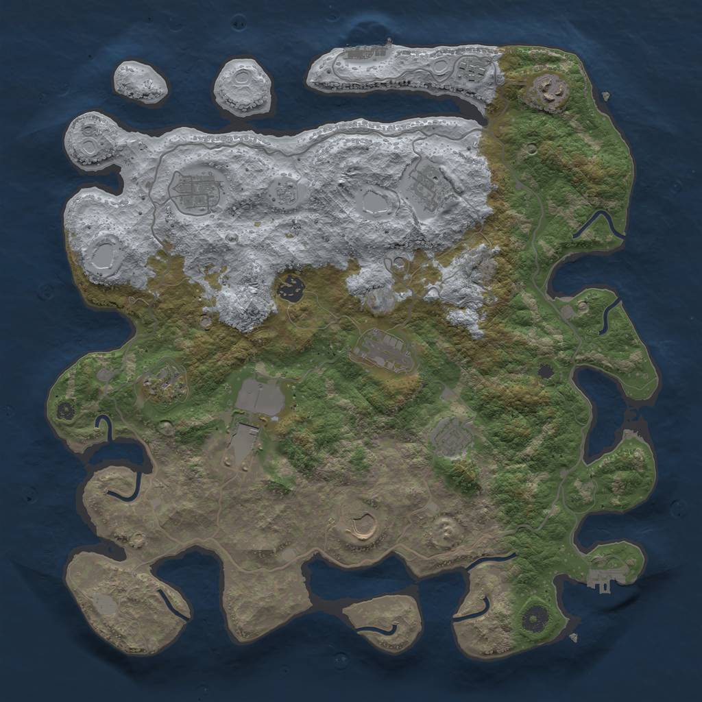Rust Map: Procedural Map, Size: 4000, Seed: 236321116, 17 Monuments
