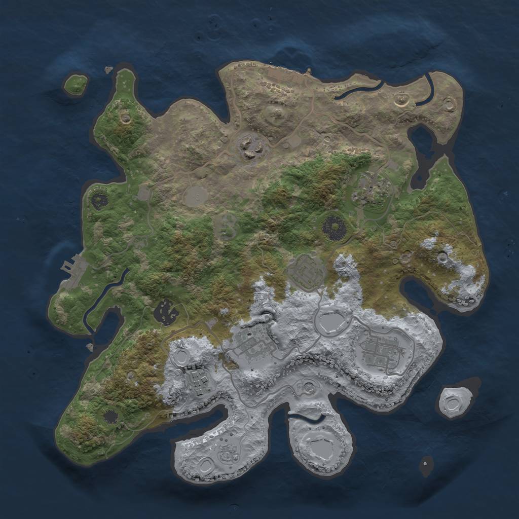 Rust Map: Procedural Map, Size: 3200, Seed: 2067339736, 14 Monuments