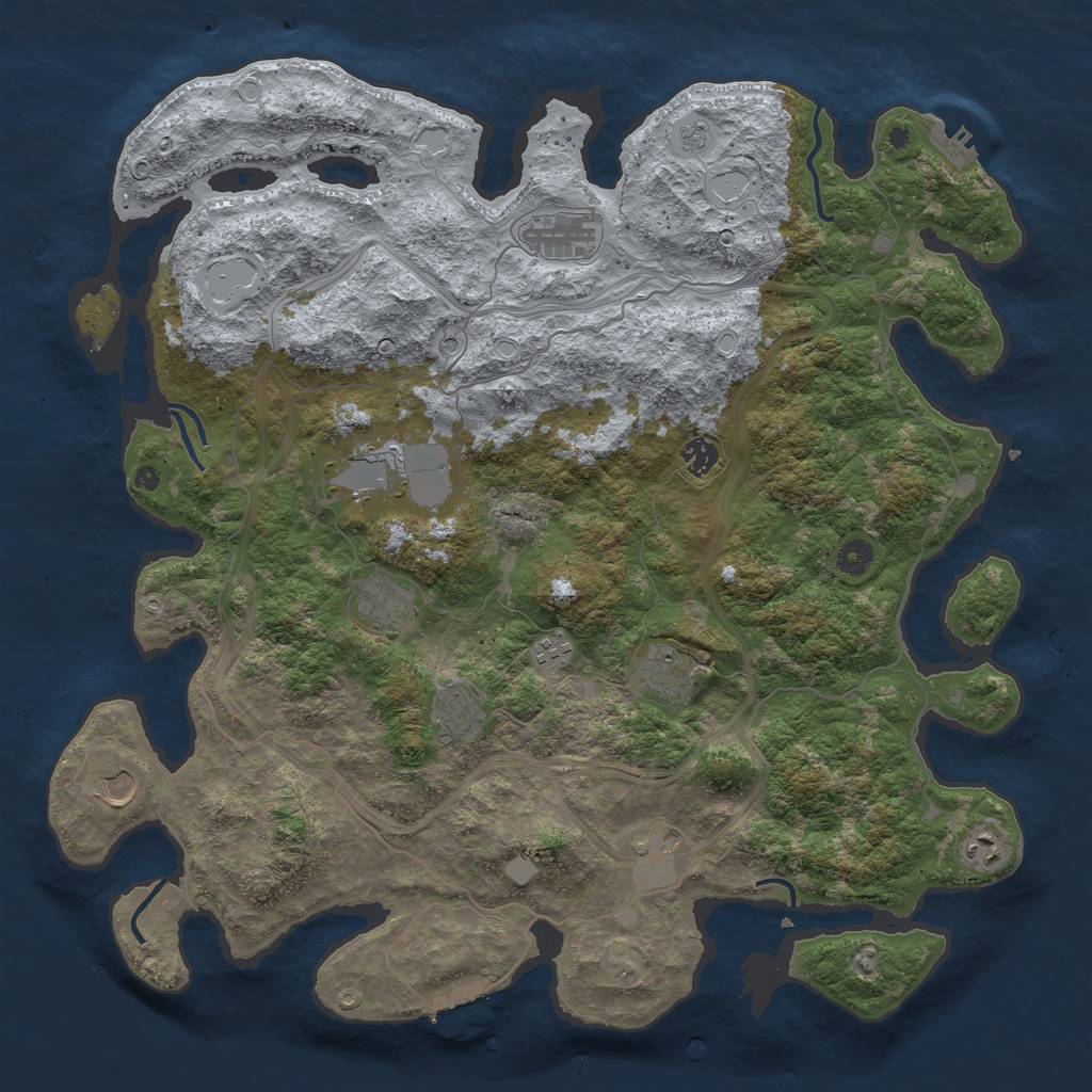 Rust Map: Procedural Map, Size: 4500, Seed: 933144443, 17 Monuments