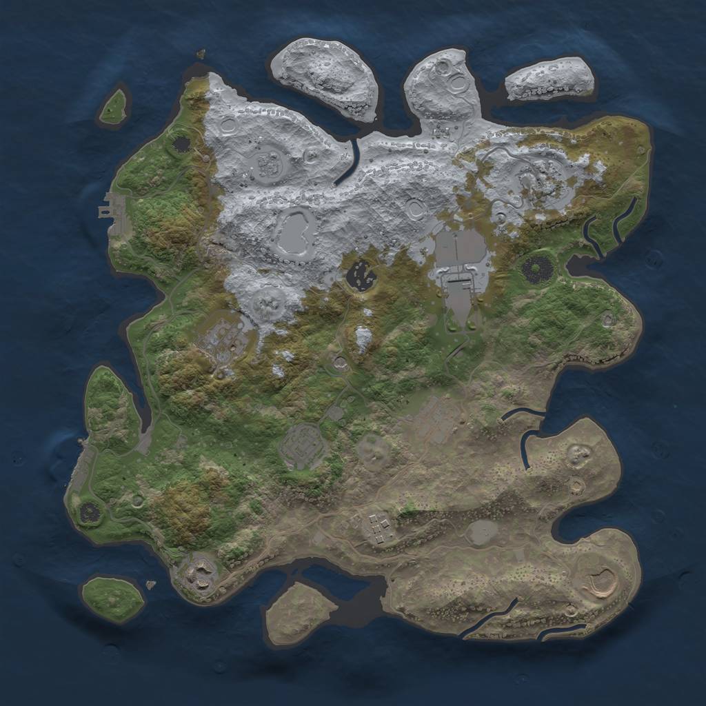 Rust Map: Procedural Map, Size: 3600, Seed: 2580, 16 Monuments