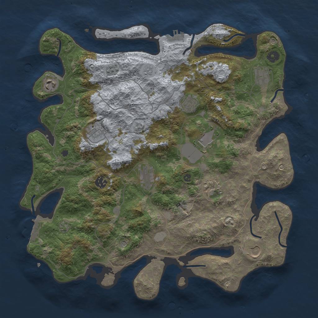 Rust Map: Procedural Map, Size: 4000, Seed: 1950833273, 17 Monuments