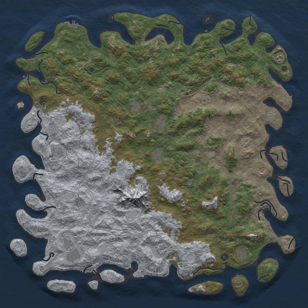 Rust Map: Procedural Map, Size: 6000, Seed: 810545059, 18 Monuments