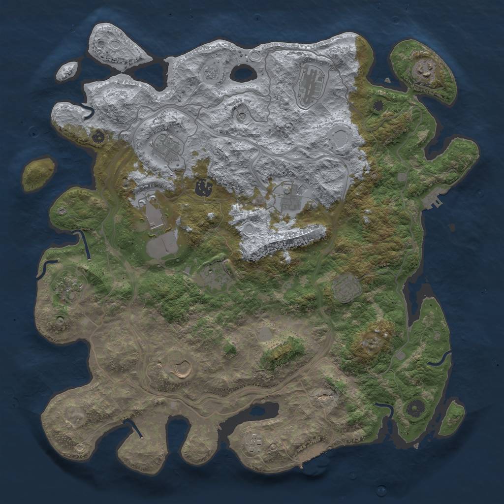 Rust Map: Procedural Map, Size: 4250, Seed: 616427175, 18 Monuments