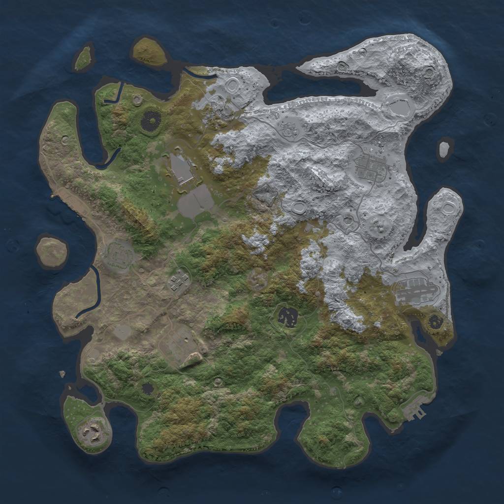 Rust Map: Procedural Map, Size: 3700, Seed: 926441518, 16 Monuments