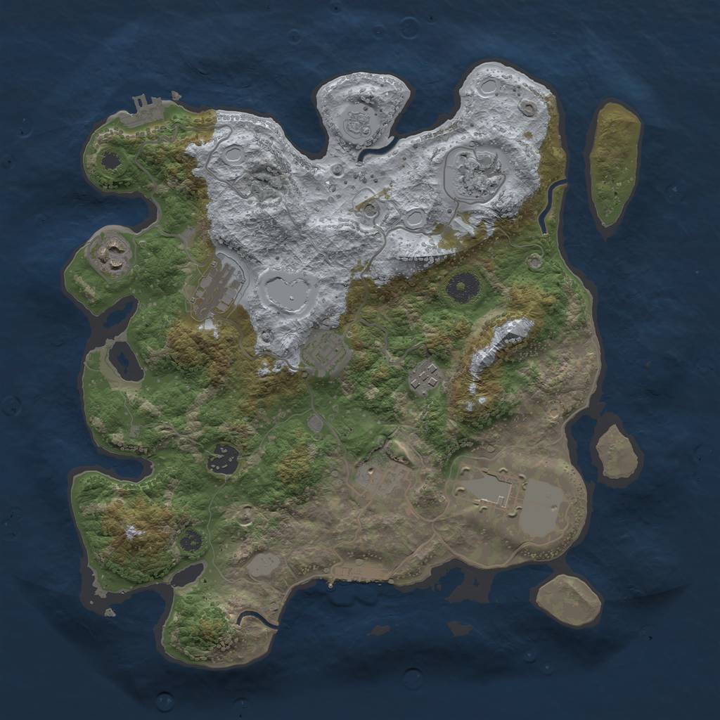 Rust Map: Procedural Map, Size: 3500, Seed: 128459013, 15 Monuments