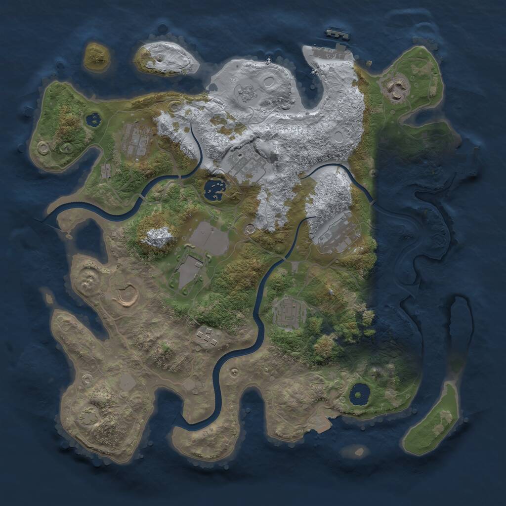 Rust Map: Procedural Map, Size: 3500, Seed: 181233406, 15 Monuments