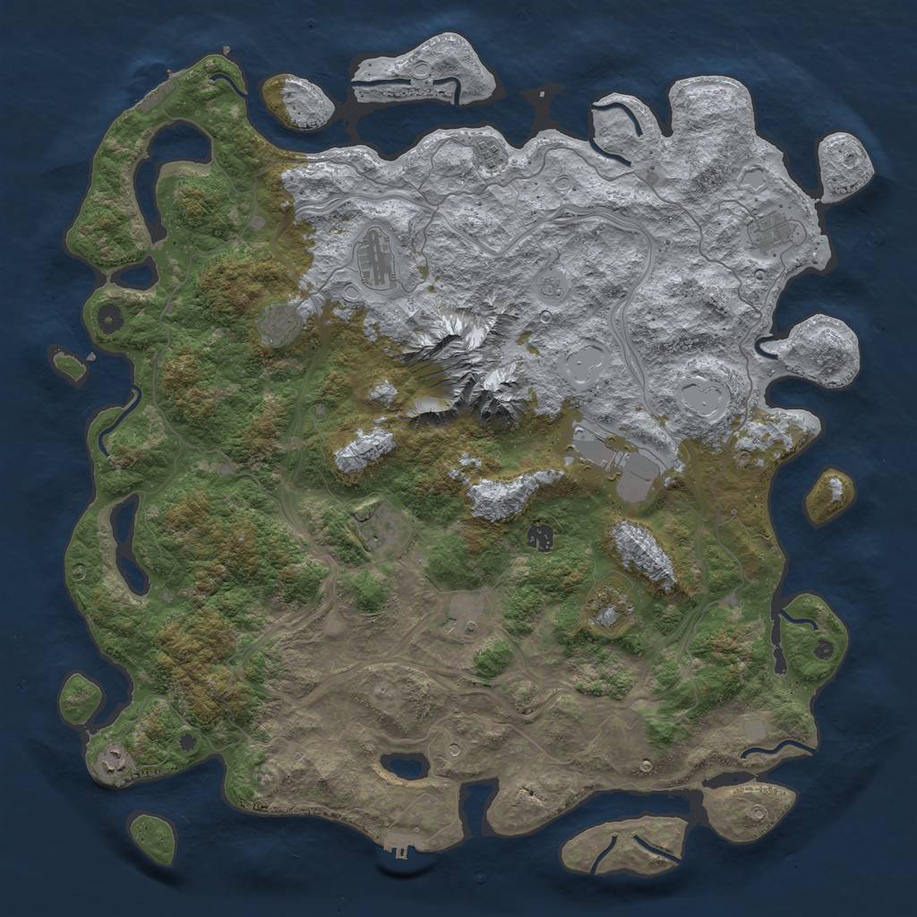 Rust Map: Procedural Map, Size: 5000, Seed: 383755995, 17 Monuments