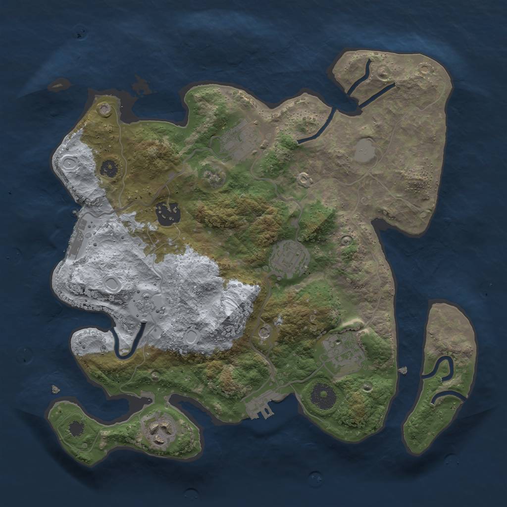 Rust Map: Procedural Map, Size: 3000, Seed: 1003079385, 12 Monuments