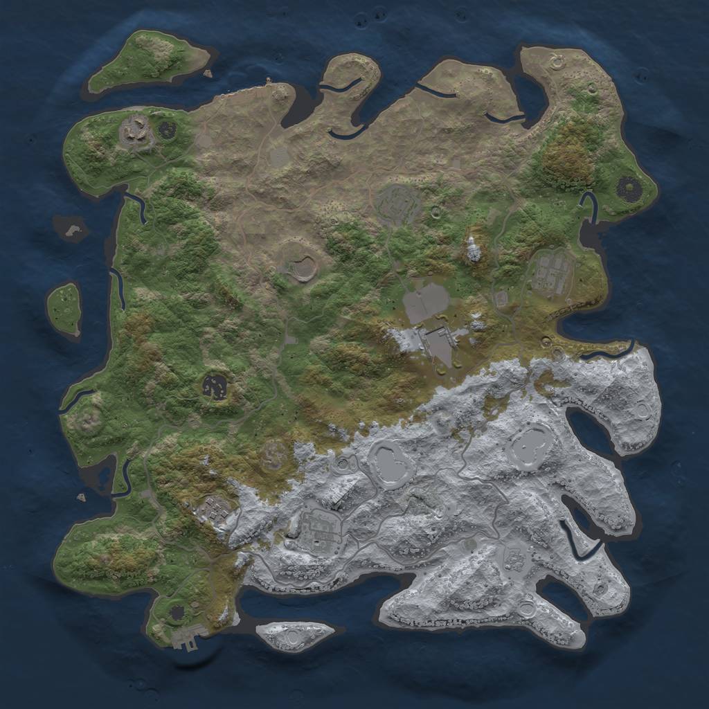 Rust Map: Procedural Map, Size: 4100, Seed: 46864, 15 Monuments