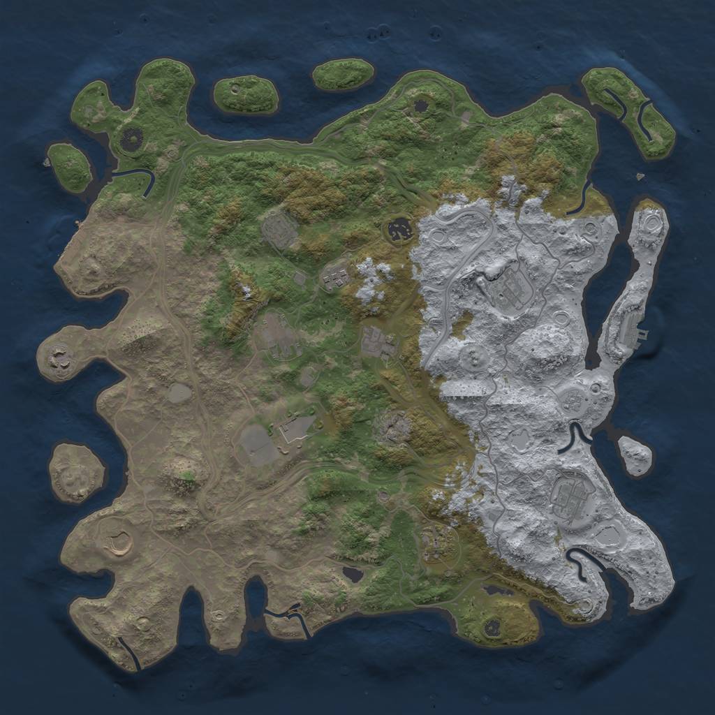 Rust Map: Procedural Map, Size: 4500, Seed: 398794513, 18 Monuments