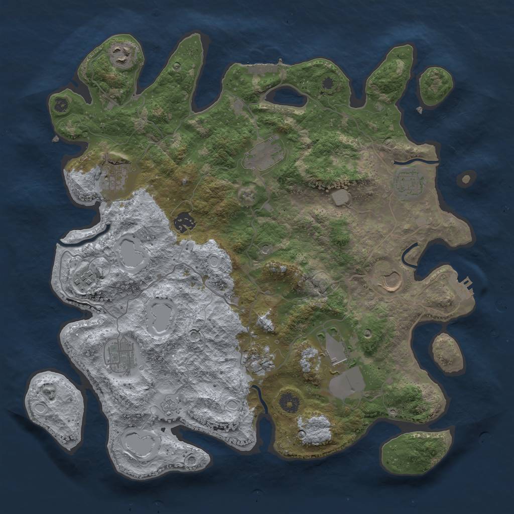 Rust Map: Procedural Map, Size: 3800, Seed: 454646, 17 Monuments