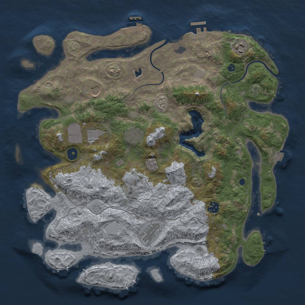Rust Map: Procedural Map, Size: 4000, Seed: 1992434545, 13 Monuments