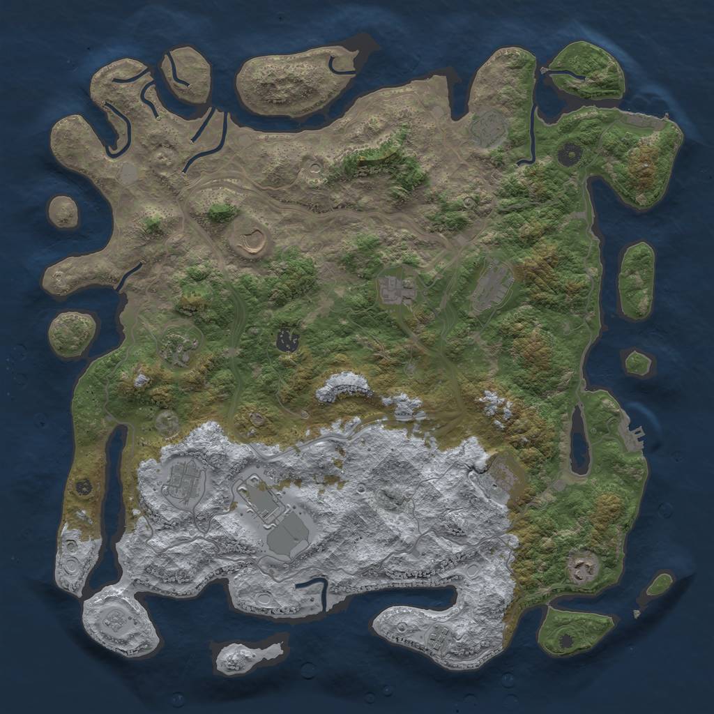 Rust Map: Procedural Map, Size: 4500, Seed: 4234123, 18 Monuments