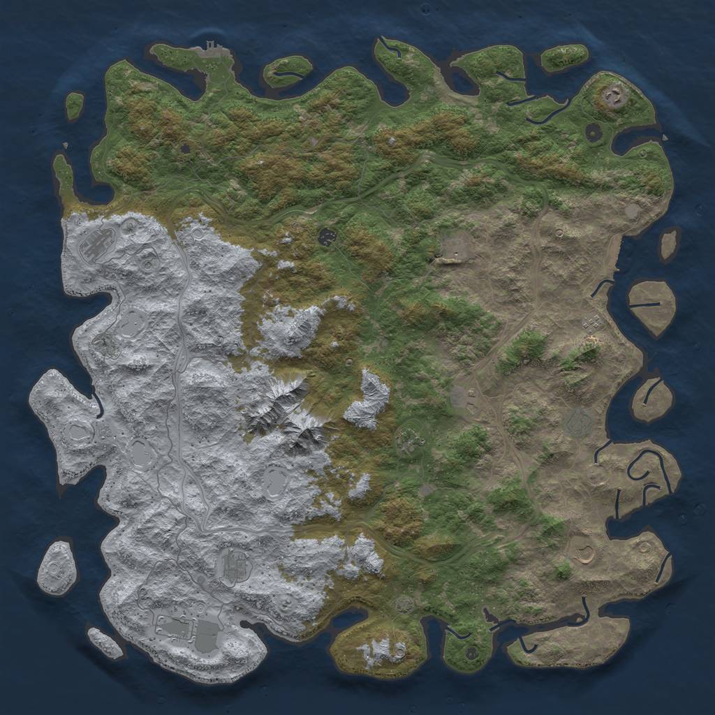 Rust Map: Procedural Map, Size: 6000, Seed: 142900, 19 Monuments
