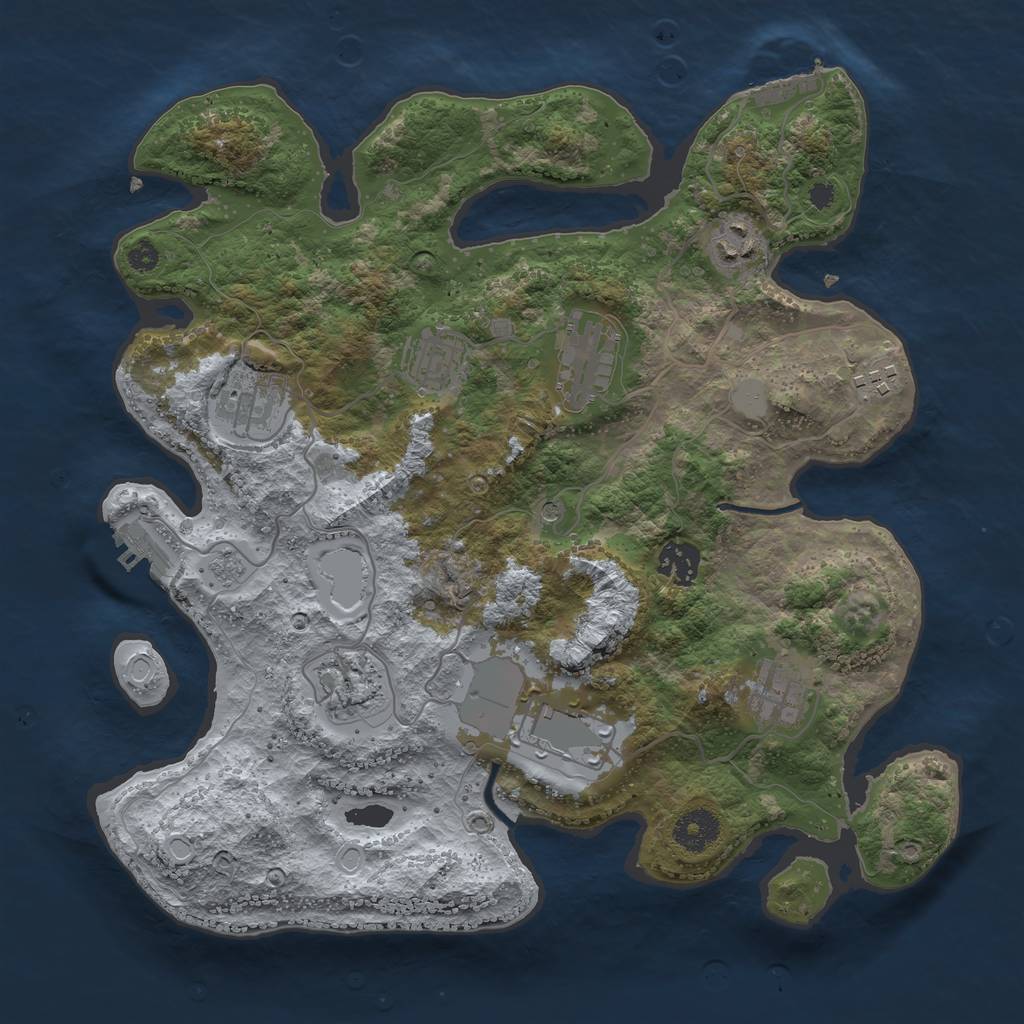 Rust Map: Procedural Map, Size: 3500, Seed: 1207882693, 16 Monuments