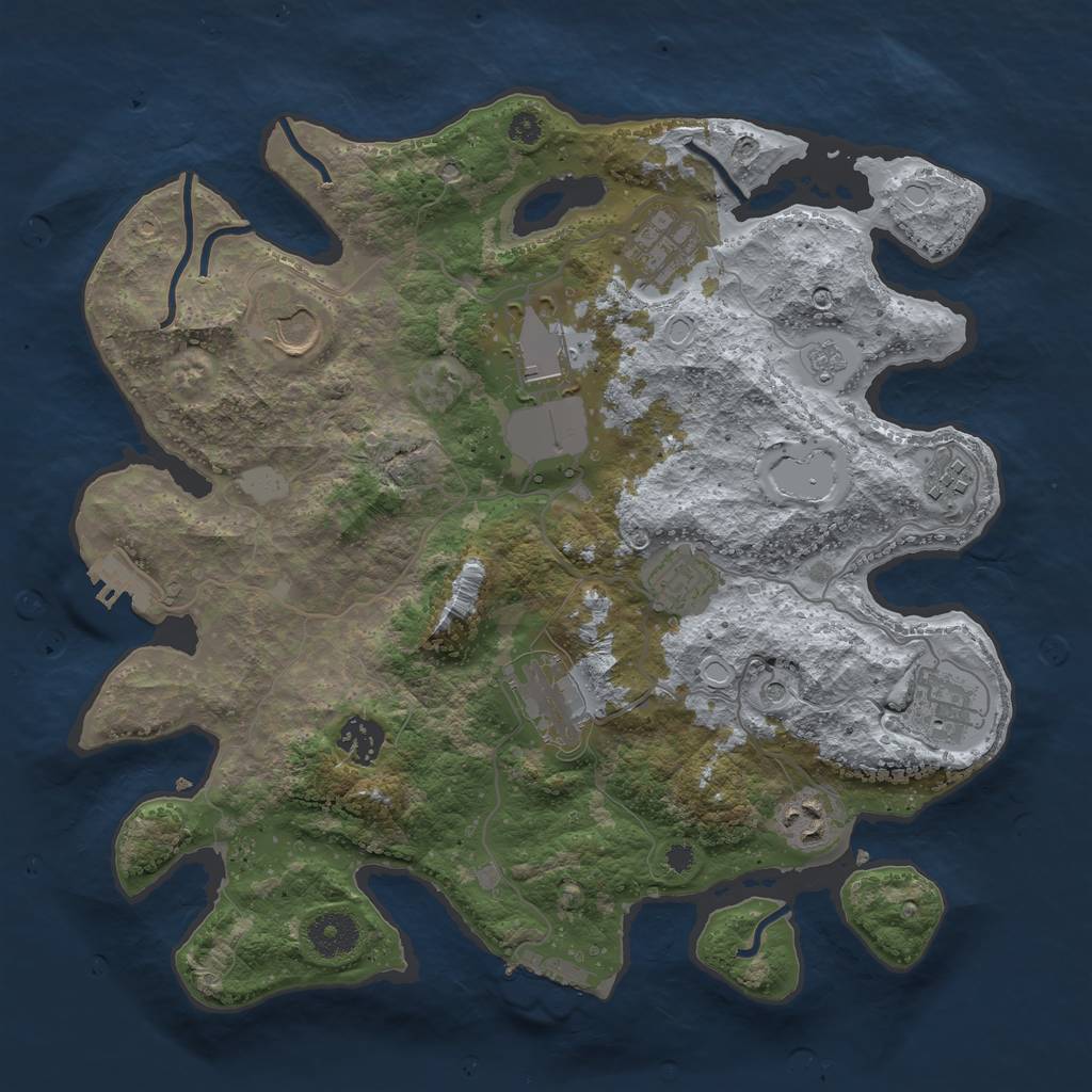 Rust Map: Procedural Map, Size: 3500, Seed: 1625743958, 16 Monuments