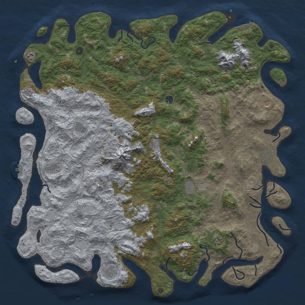 Rust Map: Procedural Map, Size: 6000, Seed: 273447317, 18 Monuments