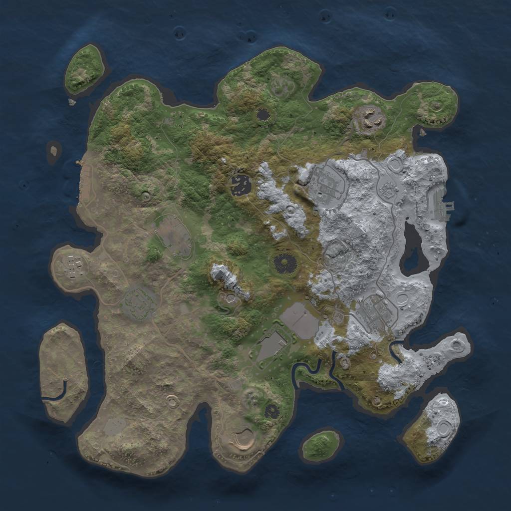Rust Map: Procedural Map, Size: 3500, Seed: 1504, 16 Monuments