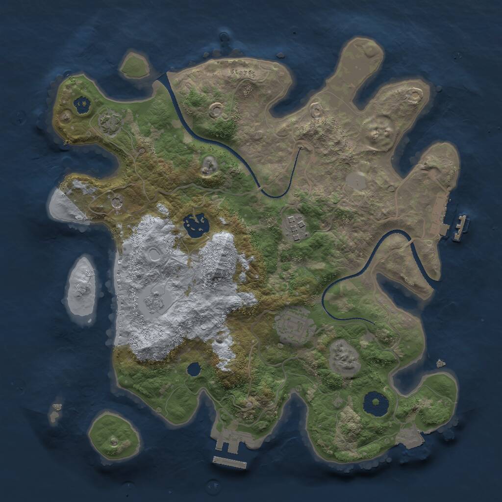 Rust Map: Procedural Map, Size: 3000, Seed: 162205897, 9 Monuments