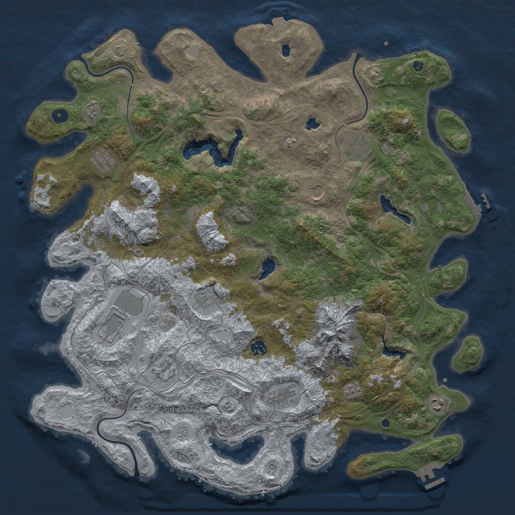 Rust Map: Procedural Map, Size: 5000, Seed: 24163045, 16 Monuments