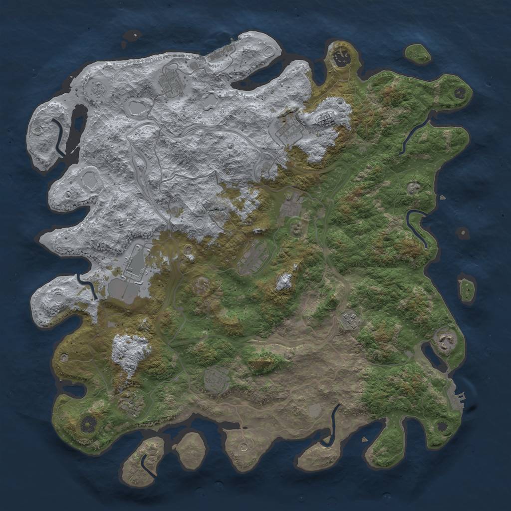 Rust Map: Procedural Map, Size: 4500, Seed: 45415151, 17 Monuments